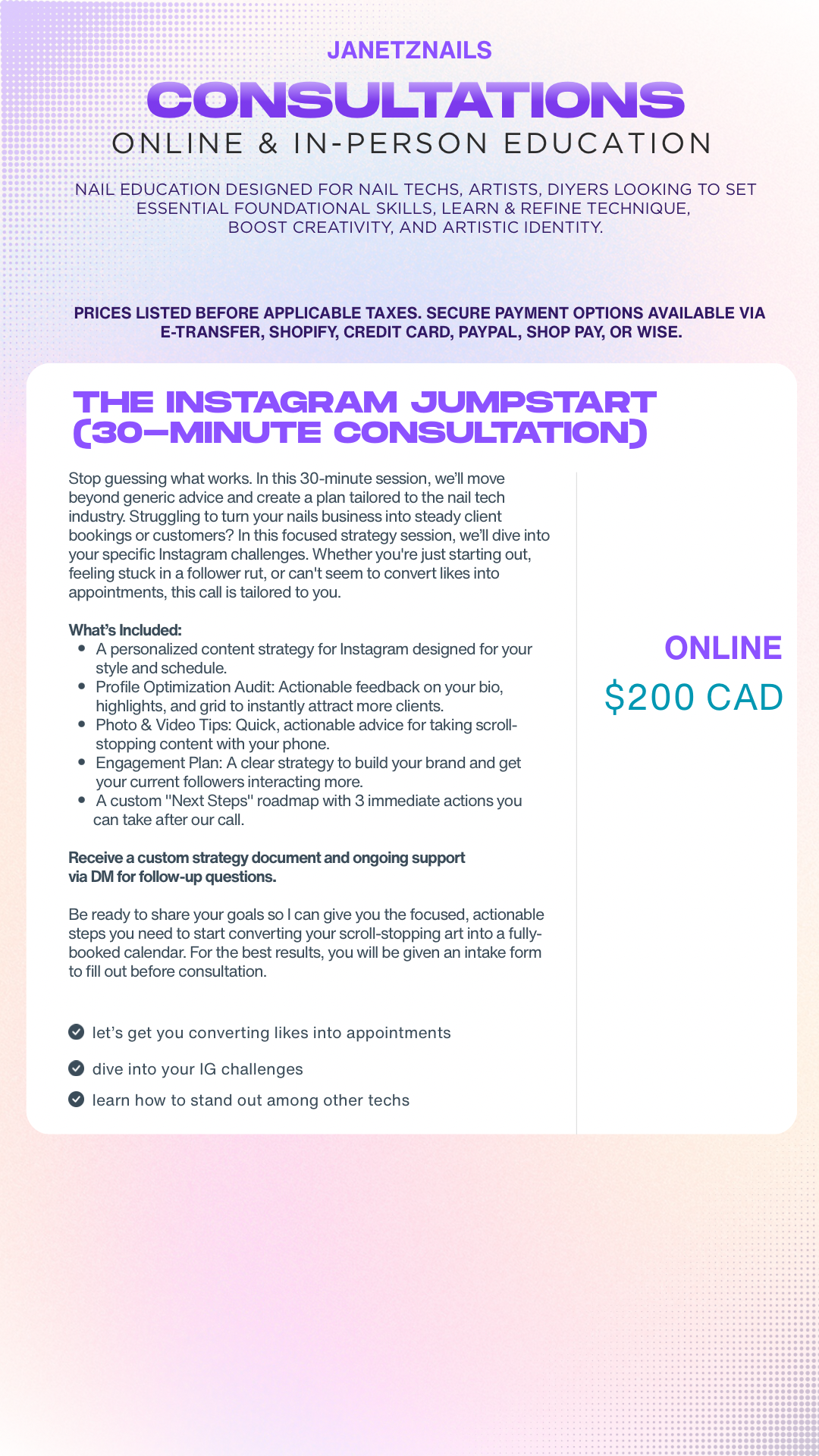 Instagram Jumpstart Consultation