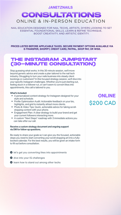 Instagram Jumpstart Consultation
